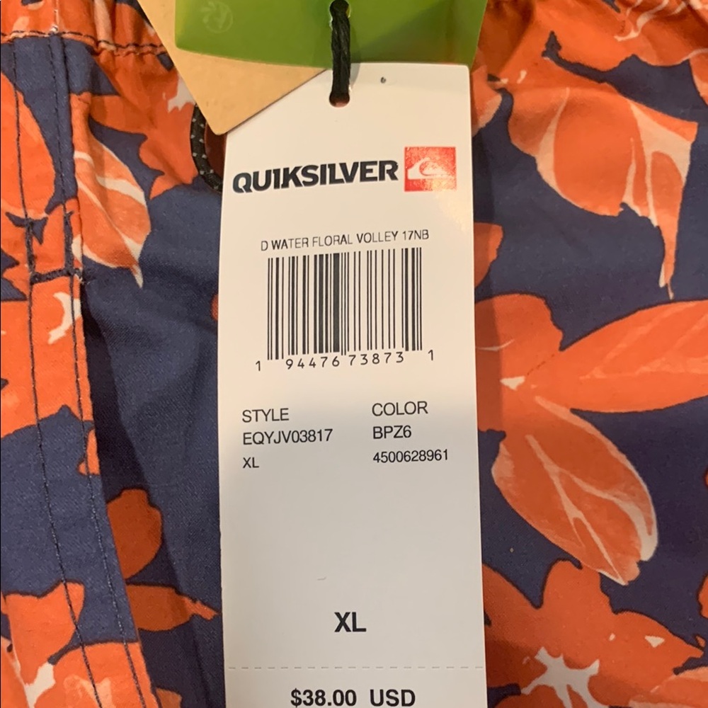 Quiksilver Floral Swim Shorts - Blue and Orange